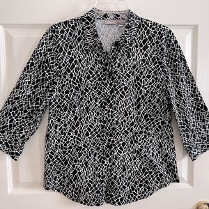 Chico’s black/white button up blouse. 3/4 sleeve. Size 1
